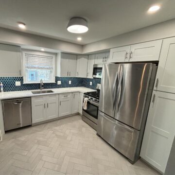 kitchen with new flooring and cabinets