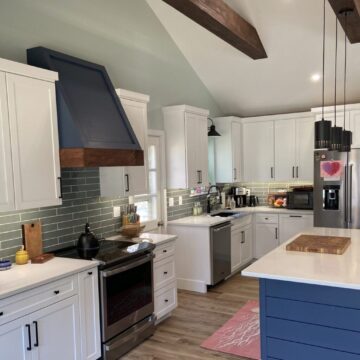 new kitchen with vaulted ceilings