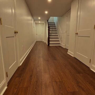 After photo of a recently remodeled basement